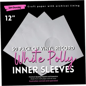 50 Pack of Craft Paper Vinyl Record Inner Sleeves with Archival Poly Inner Li... - Picture 1 of 13
