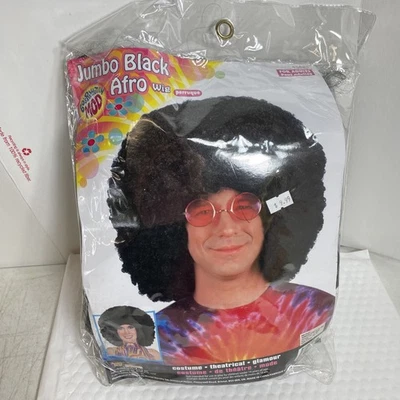 Form Novedades Unisex Jumbo Hippie Afro Rizado Disfraz Peluca Negro Talla Adulto Foto 1 de 3