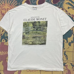 Pull&Bear Claude Monet Shirt Mens XL White Water Lily Pond Art Tee Painting - Picture 1 of 8