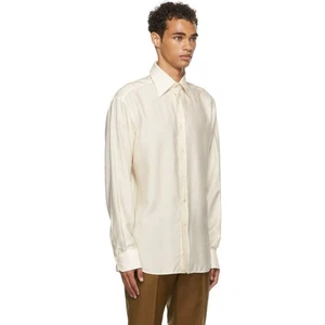 Tom Ford Cream Front Button Long Sleeve Viscose & Silk Blend Poplin Shirt 44 - Picture 1 of 15