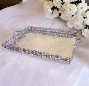 Vintage Silverplate Large Rectangular Gallery Butler’s Tray Godinger Grapevine - Picture 1 of 12