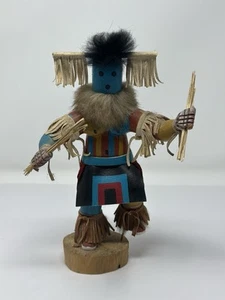 RARE Kachina Doll Yamhaukto 1990 VTG Katsina Real Fur Signed Sterling Morris 9” - Picture 1 of 7