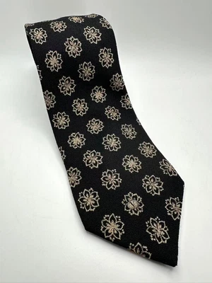 VALENTINO Garavani Auténtica Corbata Para Hombre Negra Dorada Floral Lana/Seda 56x4 ITALIA  Foto 1 de 4