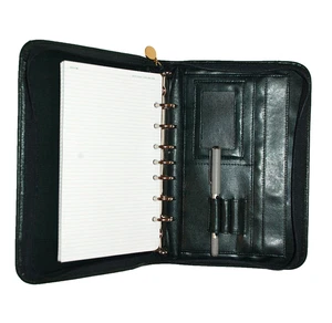 MUNDI BLOC DE NOTAS PLANIFICADOR Organizador Cuero Verde 7 Anillos Cremallera Alrededor de 10 3/8" x 7" - Imagen 1 de 11