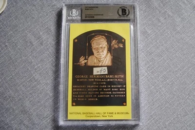 BGS BABE RUTH "43" SIGNED CUT HANDWRITTEN HOF PLAQUE NY YANKEES BAS BECKETT**** - Image 1 of 4