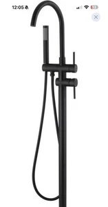 Floor Mounted Tub Filler Freestanding Bathtub Faucet W/ Hand Shower Matte Black - Picture 1 of 2