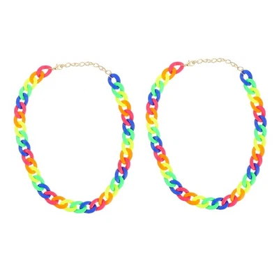  2 Pcs Collanine Collanina Colorate Collana Multicolore Sospensione - Immagine 1 di 4