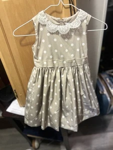 Neiman Marcus Girls Dress With Polka Dots In Light Tan - Picture 1 of 3
