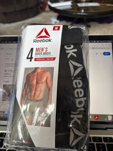 Reebok 4 Pair Boxer Briefs w/Contour Pouch 100% Cotton Black NEW - Picture 1 of 2