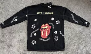 Rolling Stones Custom Upcycled Black Denim Jacket Size Mens L. Denim Tears Style - Picture 1 of 12