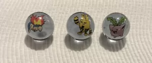 3 Pokémon Marbles - Clear - Cyndaquil Elekid Hoppip - Picture 1 of 4