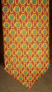 Corbata de seda Brooks Brothers carmesí/verde/oro cadena Preppy 58x3,5 hecha en EE. UU. - Imagen 1 de 7