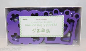 Pottery Barn Whimsical Shaped Sandwich Cutters Set of 4 Purple BPA Free School - Picture 1 of 12