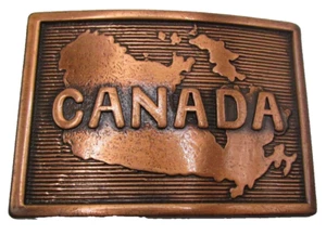 Vintage Gürtelschnalle Kanada Kupfer geprägt Metallkunst - Bild 1 von 2