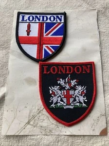 (2) London Coat of Arms Vintage Cloth Embroidered Patches / Hiker Biker Jacket - Picture 1 of 3
