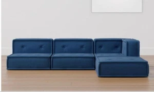 Pottery Barn Cushy Lounge L-Shaped Sectional Set (96") with Base NAVY BLUE - Picture 1 of 5