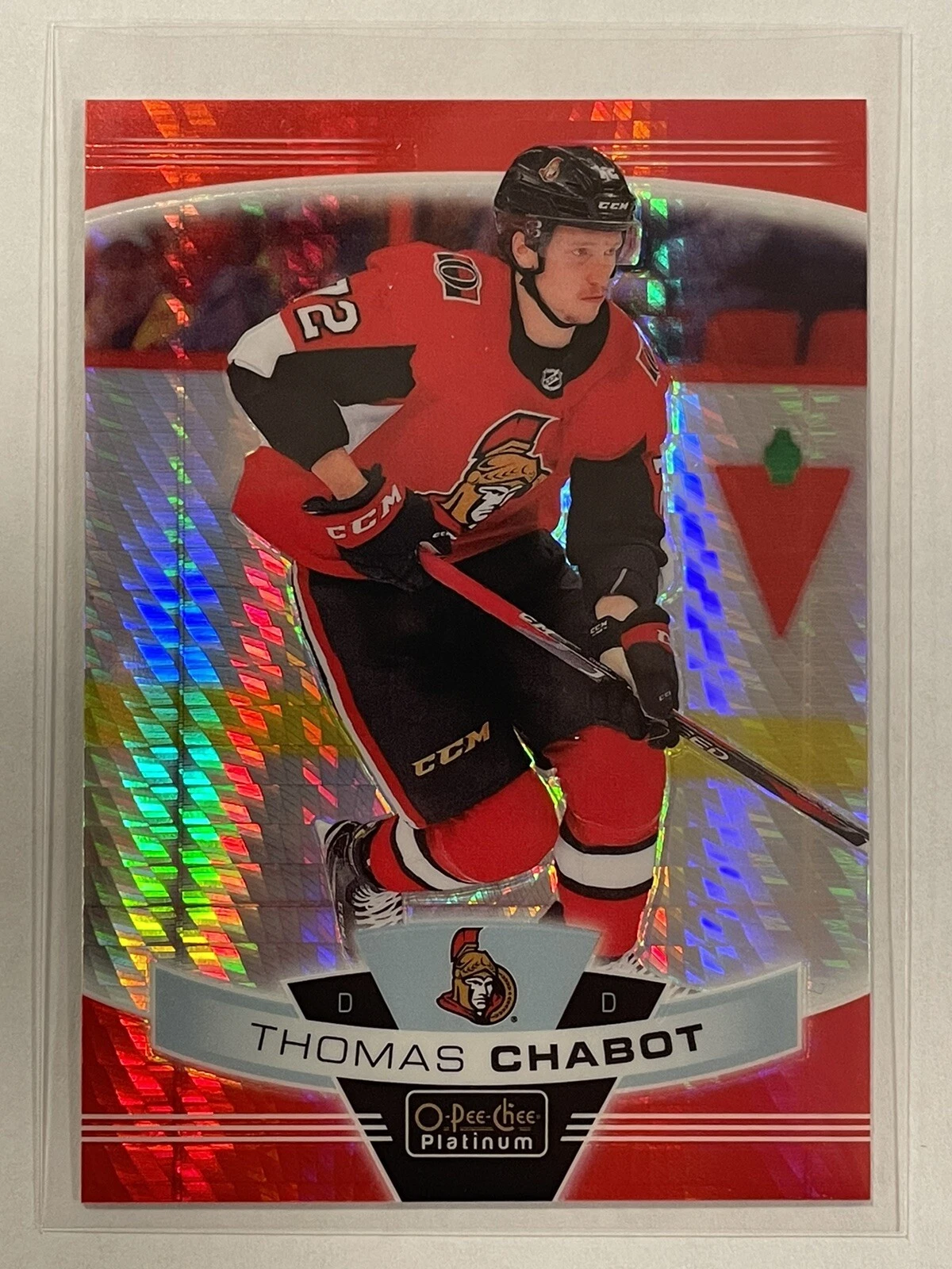 2019-20 OPC O-Pee-Chee Platinum Thomas Chabot Red Prism /199 #142 Hockey