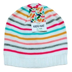 Kids Rainbow Stripe Knit Beanie Lightweight Warmth Fall Winter Unisex Hat, 4-6X - Picture 1 of 3