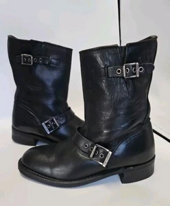 Harley-Davidson Women's Black Leather Vintage Motorcycle Boots Size 9.5 88409 - Picture 1 of 12