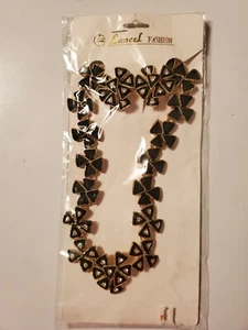 Stunning Womens Necklace And Earrings Lancel Fashion Jewelry Set Black w/Diamond - Picture 1 of 3