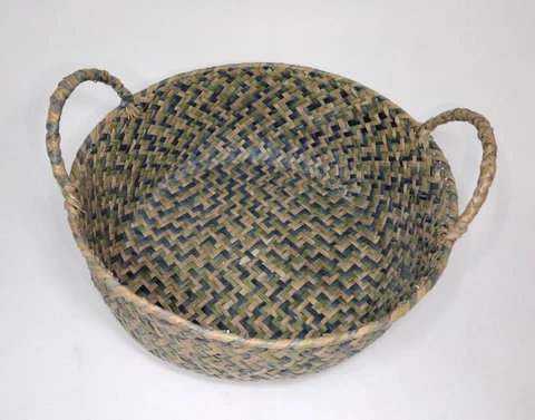 Grass Woven Basket With Handles Green 9.5" x 5 1/4" Cover