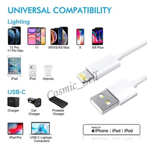 2x Cavo Sincronizzazione Dati Ricarica Rapida USB a 8 Pin 1m per iPhone iPad + Pro Max - Foto 1 di 6