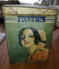 1920's French Pate Pasta Tin with Flapper Woman Tin