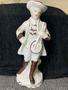 Vintage Porcelain Victorian Man Mandolin Figurine 18th Century Stamp A England 8 - Picture 1 of 8