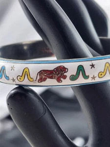 Brazalete Cloisonne Vintage Plata Esterlina Leo León Zodiaco 23 Gramos - Imagen 1 de 6
