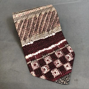 Abstract Geometric Tie Red/White 58”x3.75” Silk Made In USA Woodward - Picture 1 of 8