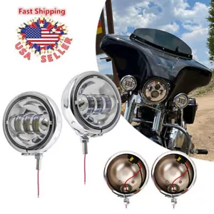 Motorcycle 4.5" LED Auxiliary Fog Passing Lights W/ Bracket for Harley - Picture 1 of 11