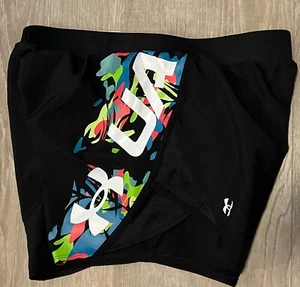 Under Armour Loose Heatgear Women’s Black Lined Athletic Running Shorts Small - Picture 1 of 14