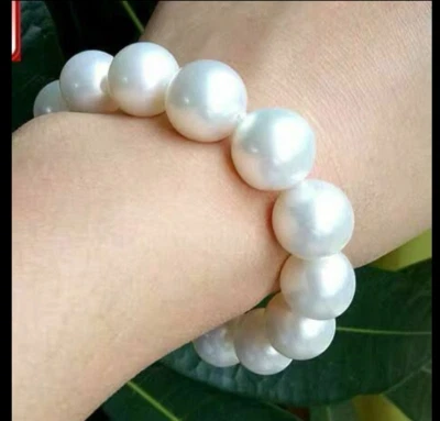 Preciosa pulsera de perlas blancas redondas mar sur 11-12 mm 7,5-8" Foto 1 de 3
