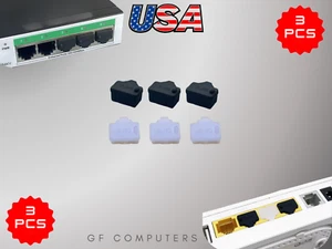 3 Pcs Black Ethernet Hub Port RJ45 Anti Dust Cover Cap Protector Plug insert - Picture 1 of 5