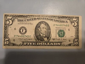 Series 1988 A $5.00 Five Dollar Bill FRN Error Note Shift Atlanta, Georgia - Picture 1 of 24