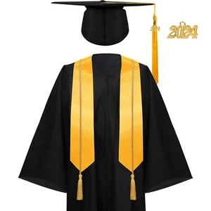 4 Pieces 2025 Unisex Graduation Matte Gown Cap Tassel Stole Set Honor Cord fo... - Picture 1 of 7