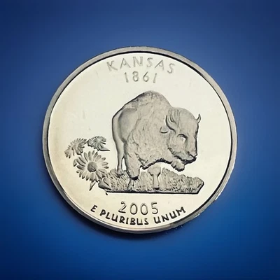 2005 - S KANSAS State Quarter Gem Proof Deep Cameo CN-Clad Coin - Image 1 of 2