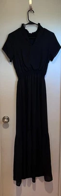 CHIC! Vestido midi Gibson Petite XS negro con cuello Foto 1 de 4