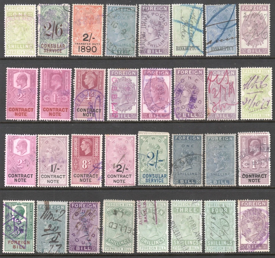 GREAT BRITAIN Revenue Fiscal Tax Stamps Lot VF GB UK - Image 1 of 1