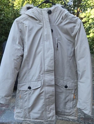 Parka Timberland Dryvent feminina pequena bege com capuz - TB0A2C25 CY2 - Nova com etiquetas - Imagem 1 de 4