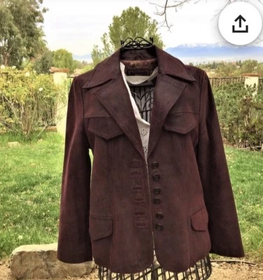 Guess Victorian Suede 90s Hue W/Lace Motifs Women’s  Jacket Satin Lining Size L - Image 1 of 4