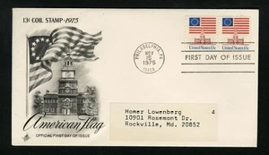 1975 FDC sc 1622 13 Star Flag First Day Cover Philadelphia, Pennsylvania 1 - Picture 1 of 2