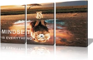 Mindset Is Everything Wall Art Lion Motivational 72" W x 36"H, - Picture 1 of 6