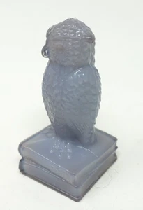 Vintage Degenhart Glass Owl Figurine Purple Marble Lavender Slag Opal - Picture 1 of 7