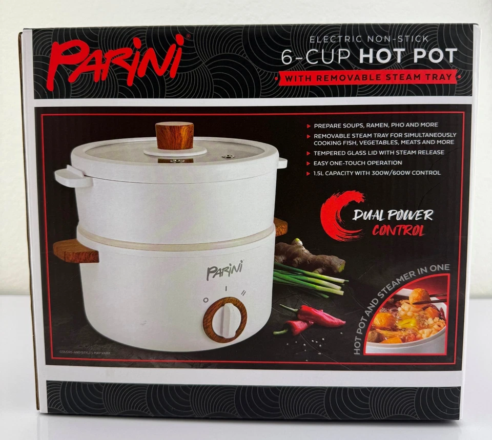 Parini Electric Nonstick 6 Cup Hot pot with Removable Steam Tray