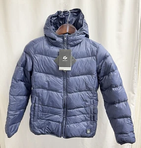 Gymax Women's Heated Down Jacket Hooded Puffer Winter Coat Navy Blue Size Medium - Picture 1 of 17