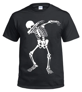 Halloween Skelett Dab T-Shirt Totenkopf Grusel Geschenk Kinder Kostüm Horror Weihnachten Top - Bild 1 von 20