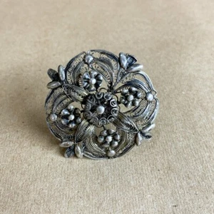 Antike detaillierte filligrane Silber Blume Anstecknadel Brosche - Bild 1 von 12