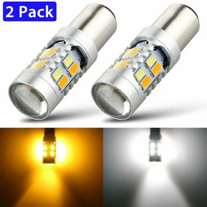 2x 1157 LED White /Yellow DRL Switchback Turn signal Parking light bulb two-tone - Picture 1 of 11