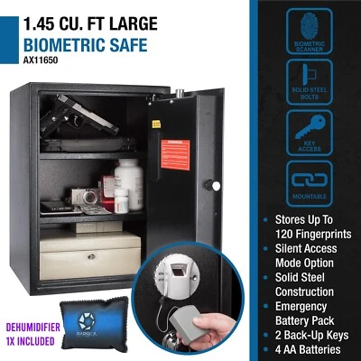 Barska 1,45 pies cúbicos grande seguro biométrico bloqueo de huellas dactilares seguro + deshumidificador Foto 1 de 4